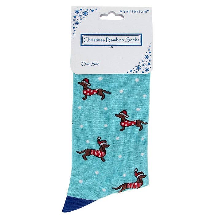 Ladies Bamboo Christmas Dachshund socks