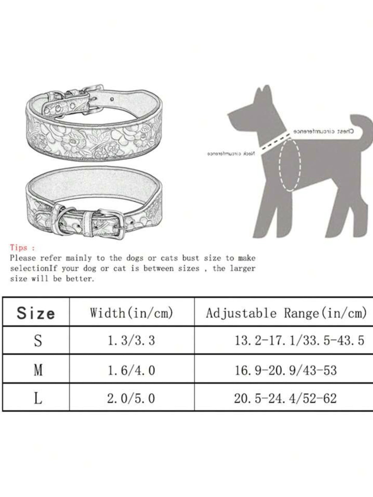 Floral leather pet collar