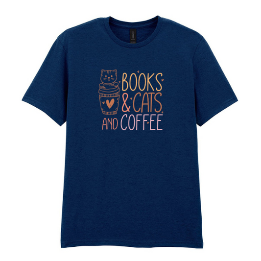 Books, Cats & Coffee Tee