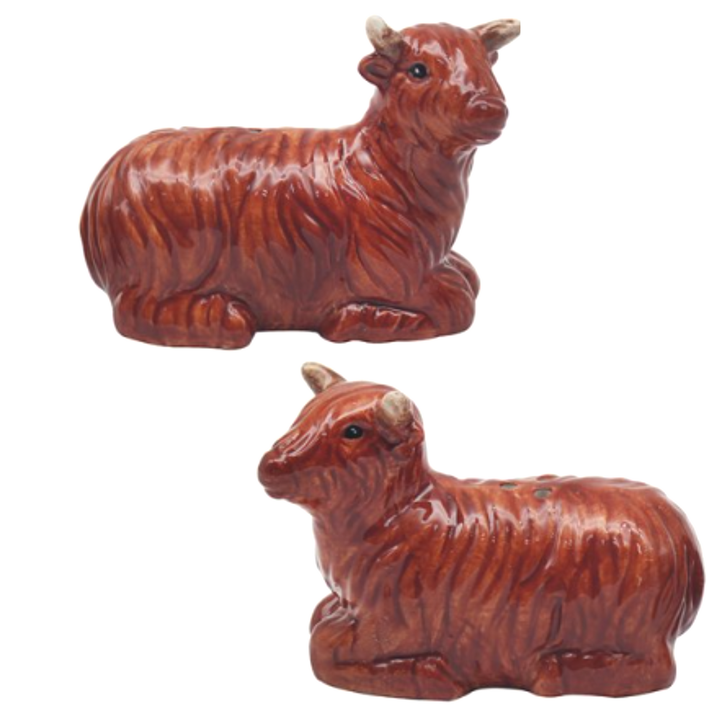 Highland Cow design ceramic Salt & Pepper cruet set
