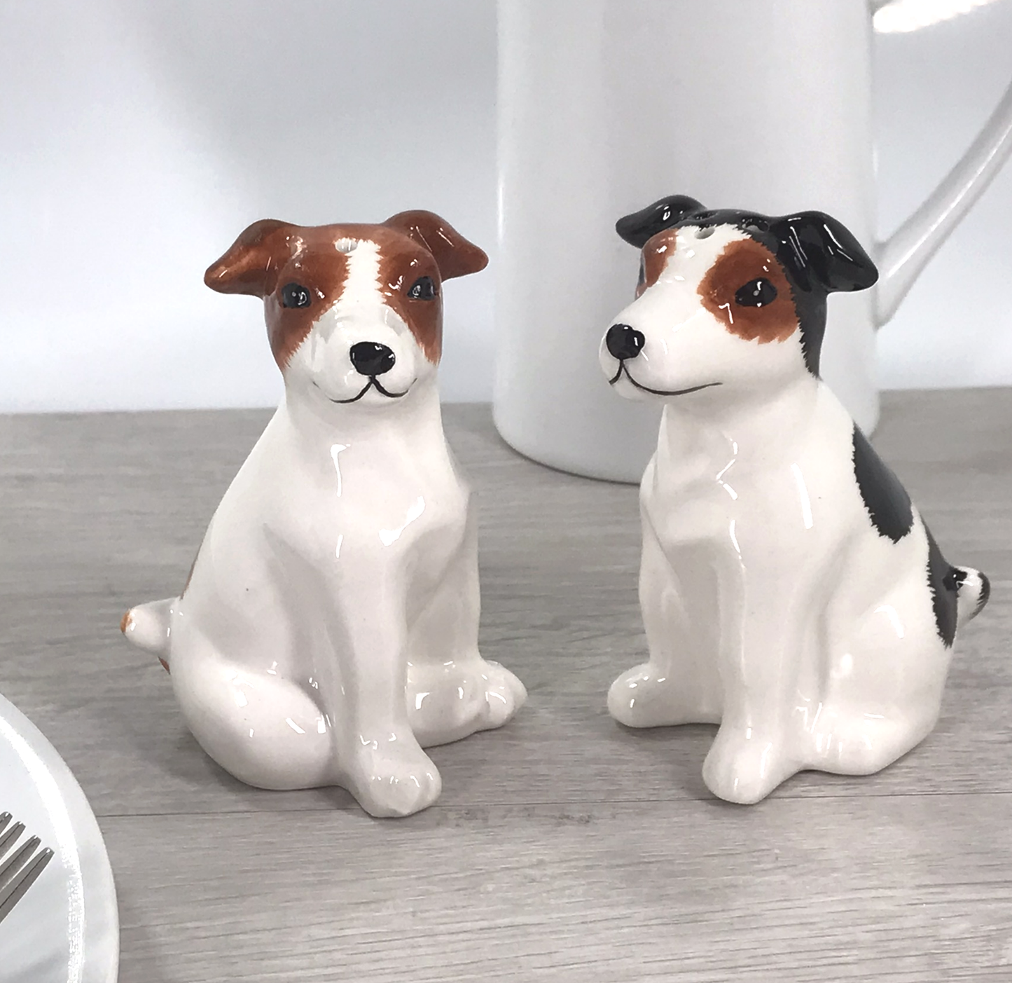 Jack Russell Terrier design ceramic Salt & Pepper set