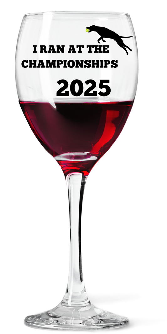I Ran at the Championships 2025 Wine Glass - Flyball