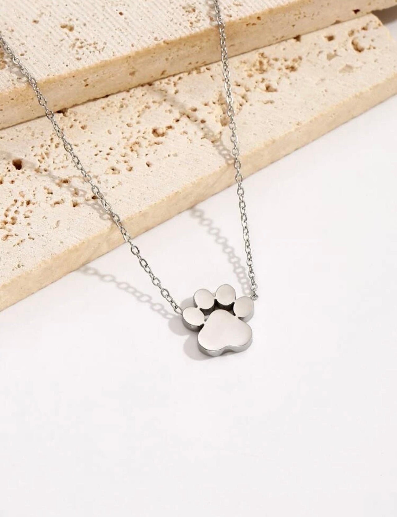 Block Paw Print Charm Necklace
